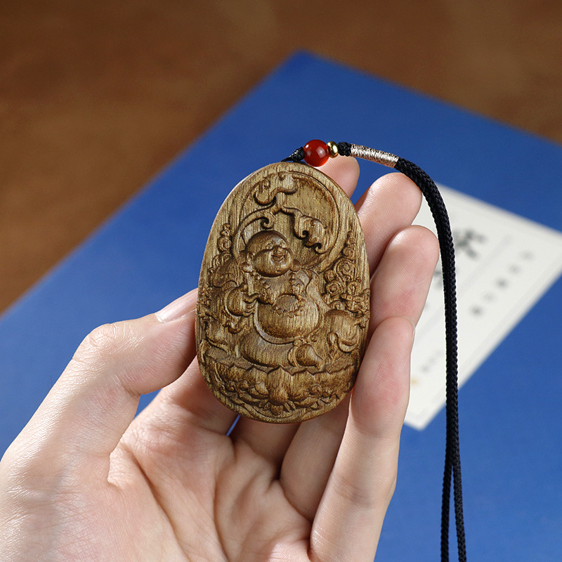 Golden Nanmu, Big Belly, Maitreya Buddha Necklace, Wooden Pendant, Xiao Maitreya Pendant, Carved Cultural Toy, Ancient Style Jewelry Pendant Golden Nanmu, Big Belly, Maitreya Buddha Necklace, Wooden Pendant, Xiao Maitreya Pendant, Carved Cultural Toy, Ancient Style Jewelry Pendant