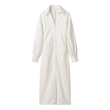 2025春季新品欧美跨境女装气质时尚V领提花抽绳连衣裙  2384