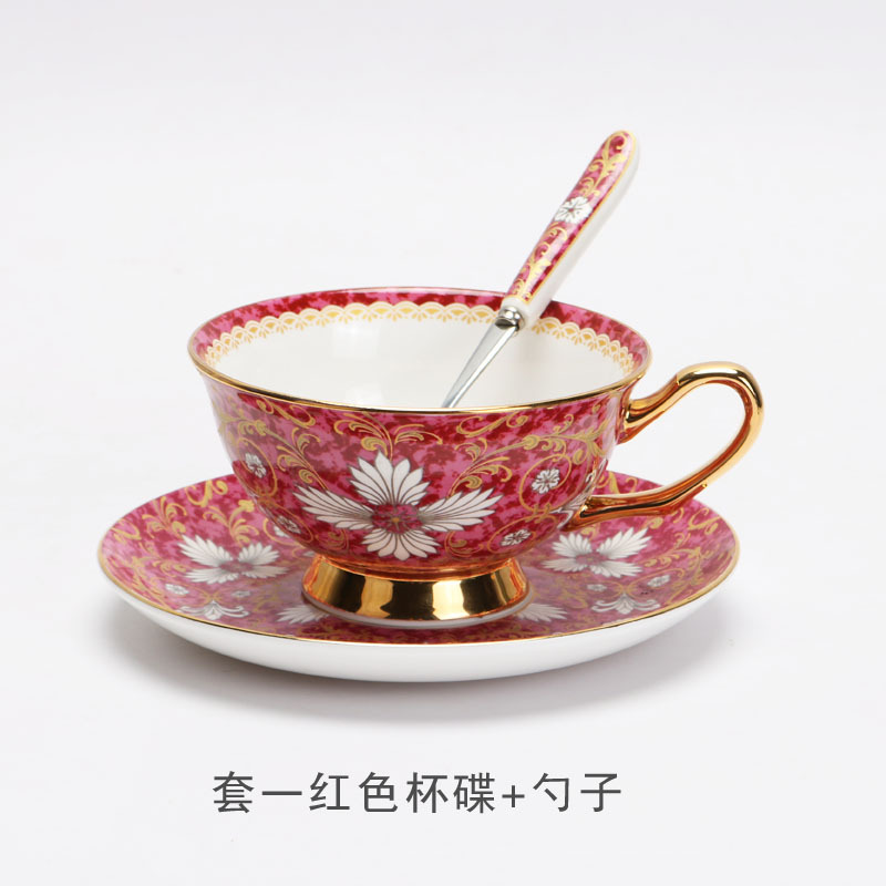 Juego de té de la tarde de lujo ligero de estilo europeo traje perfumado taza de café y platillo de cerámica de china de hueso de alta gama