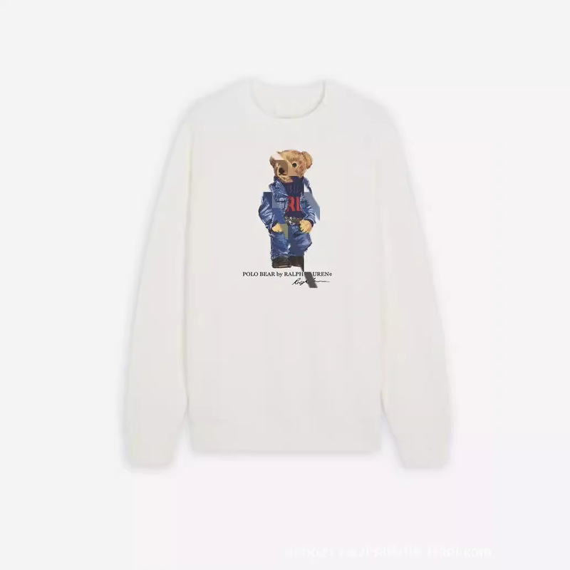 Japanese and Korean New Fashion Explosions Foreign Trade Leisure Pure Cotton Pocket Bear Sweater Printed Sweater Round Neck Couples Sweater