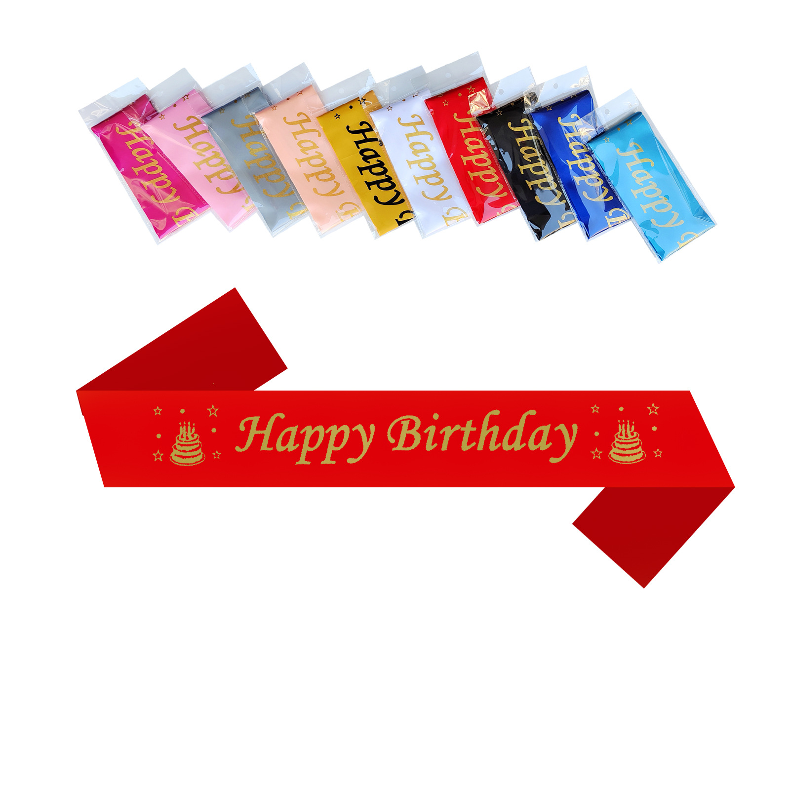 Feliz cumpleaños impresión de serigrafía inglesa correa de hombro para fotos accesorios suministros de fiesta transfronterizos varios estilos de venta transfronterizas