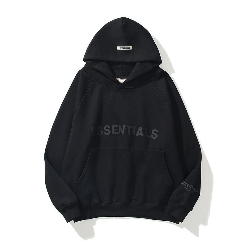 Fear of God Multi-Thread Essentials Trendy Brand Chest Logo Printed Hooded Thin Sweatshirt for Men and Women