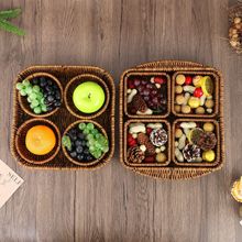 创意仿藤编织花胶篮系列收纳筐多格零食点心水果糖果收纳篮批发