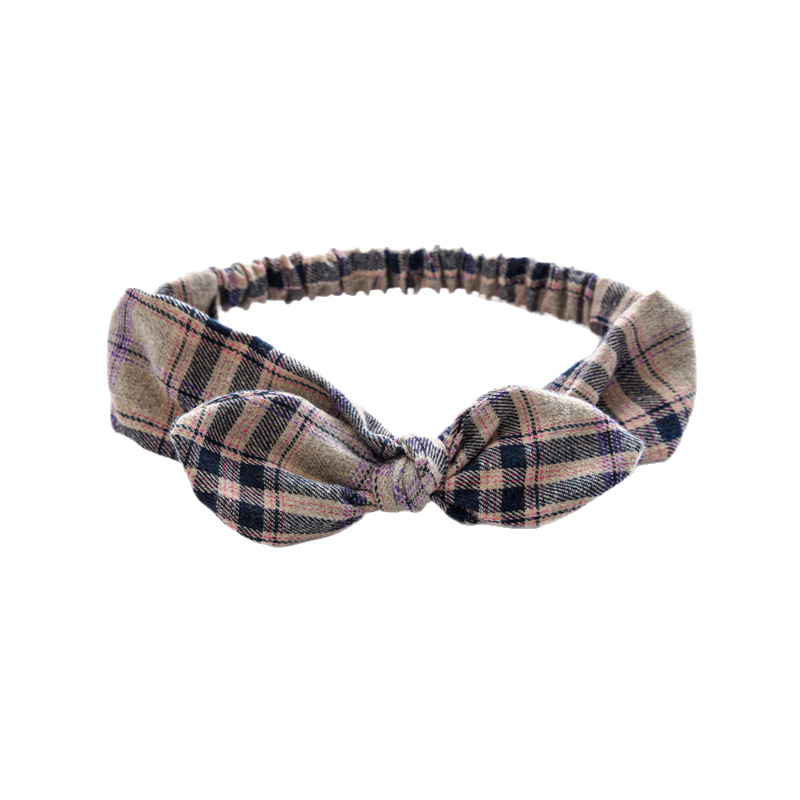 Tejido a cuadros de Navidad transfronterizo Orejas de conejo anudadas banda para el cabello diadema elástica del todo fósforo de las mujeres diadema tocado en stock