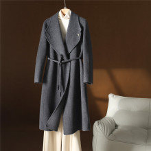 2025秋冬新款高级灰双面羊绒大衣长款单排扣气质毛呢外套宽松韩版