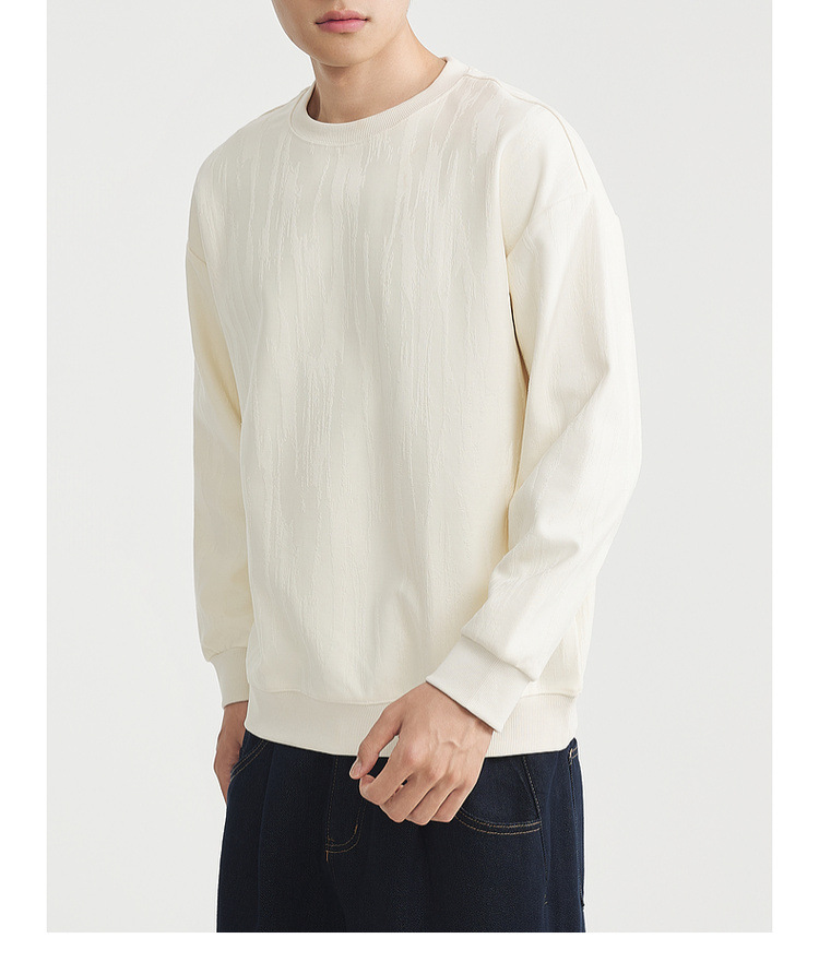 Áo nỉ nam cổ tròn dáng rộng phối màu tương phản chất liệu cotton 330g — màu be chi tiết 14