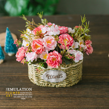 仿真玫瑰花束假花干藤蔓客厅餐桌混合式花摆文化办公仿真园艺仿真