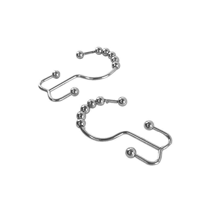 Cortina de ducha de acero inoxidable transfronteriza doble gancho Gancho de montaña Cortina de ducha gancho de cortina a granel