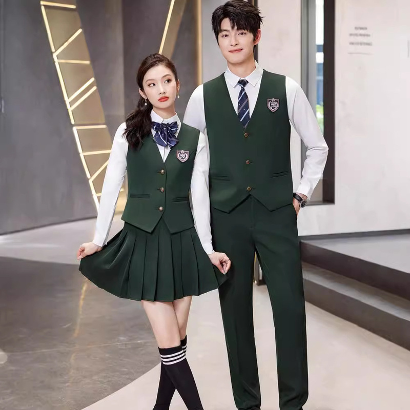 College Style Vest suit Women's Autumn New Student School Uniform JK Uniform Kindergarten Teachers' Professional Wear Work Clothes College Style Vest suit Women's Autumn New Student School Uniform JK Uniform Kindergarten Teachers' Professional Wear Work Clothes