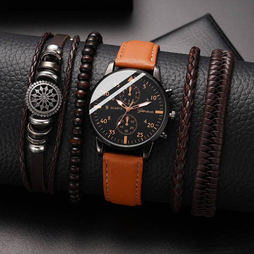 New trendy men's personalized versatile fashionable watch, popular in foreign trade, business two-eye watch, bracelet watch.