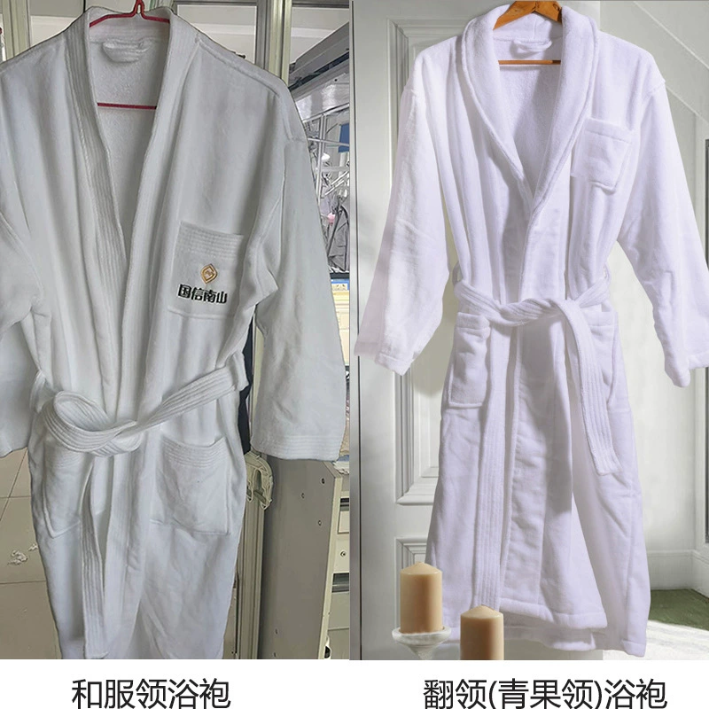 Velvet soft bathrobe, white cotton towel