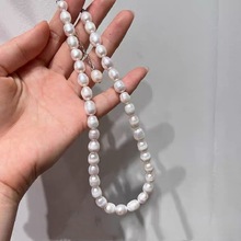 法式復古米粒淡水珍珠項鏈網紅大顆粒珍珠個性鎖骨鏈簡約百搭項鏈