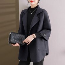 中年妈妈毛呢外套女中长款秋冬2025新款冬时尚大码羊毛双面绒大衣