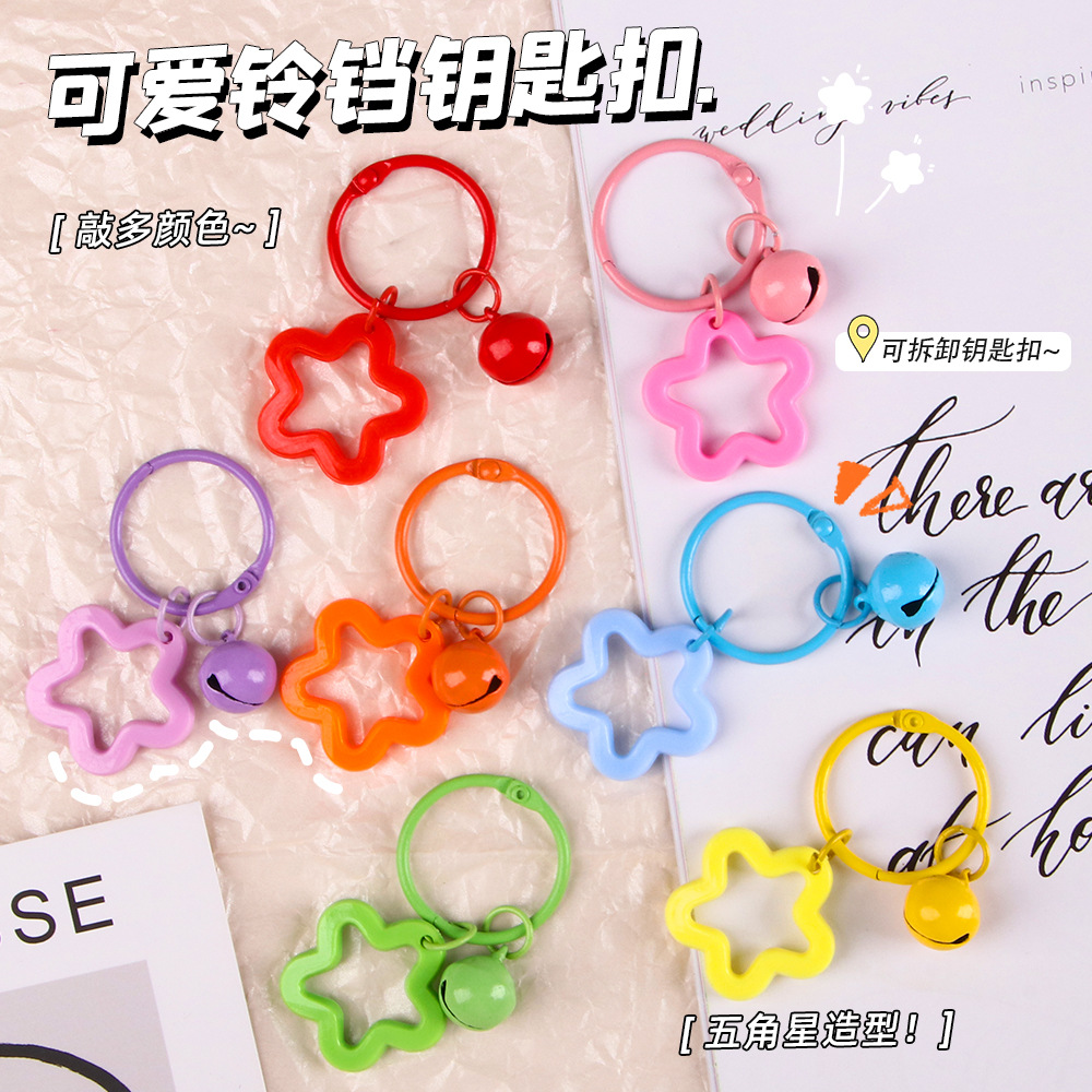 Nuevo pentagrama acrílico llavero con campanas bolsos colgantes de color auriculares cubierta colgantes pequeños regalos decoración