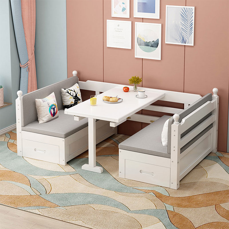 Sofá cama de madera maciza, sala de estar de doble uso, apartamento pequeño, combinación multifuncional plegable, hogar con almacenamiento de escritorio