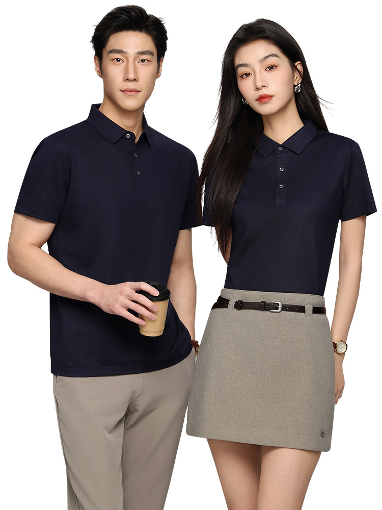 Camisas de polo personalizadas logotipo de bordado corporativo ropa corporativa de grupo cuello merceria lasel manga corta