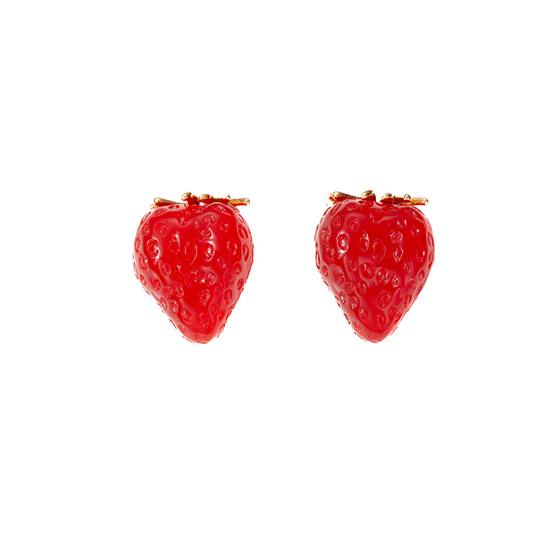201 Stainless Steel Material 1 Pair Cute Streetwear Strawberry Resin Ear Studs