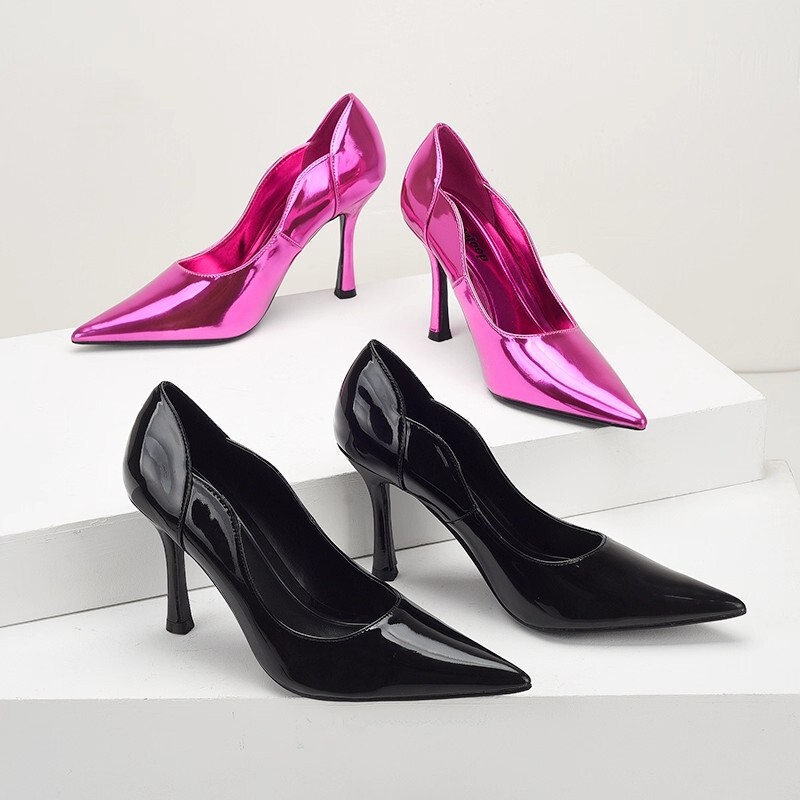 Foreign Trade Spanish Original Pointed Toe Shallow Mouth Rose Red Patent Leather Stiletto High Heels Professional Work Shoes Wedding Shoes for Women Foreign Trade Spanish Original Pointed Toe Shallow Mouth Rose Red Patent Leather Stiletto High Heels Professional Work Shoes Wedding Shoes for Women