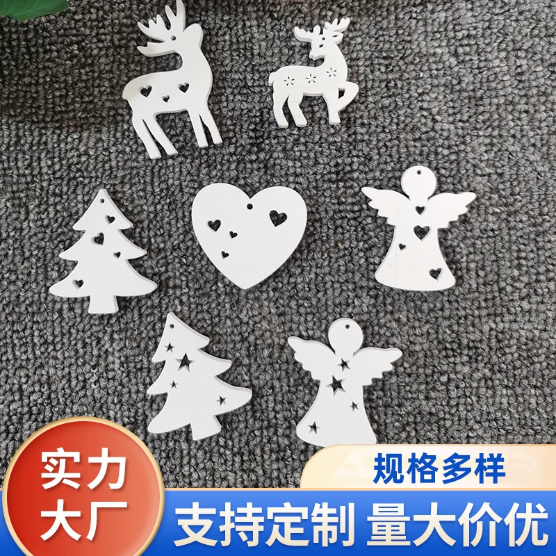 Деревянные поделки лазерная резьба небольшой кусок Рождественская серия декоративный творческий милый узор маленький кусок кулон