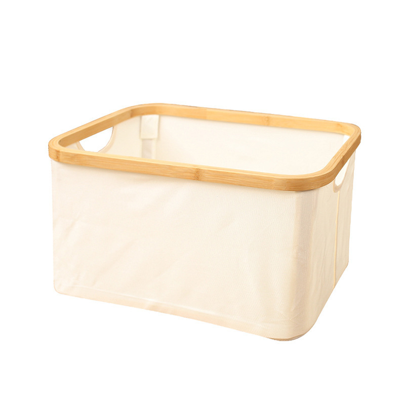 Cesta de ropa sucia transfronteriza con bolsillo interior con cubierta de bambú y madera plegable Cesta de almacenamiento de ropa sucia Cesta de ropa sucia
