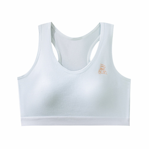 Developing girl's bra, underwire V-shape backless camisole with fixed cups, prevents exposure, student girl's small backless top