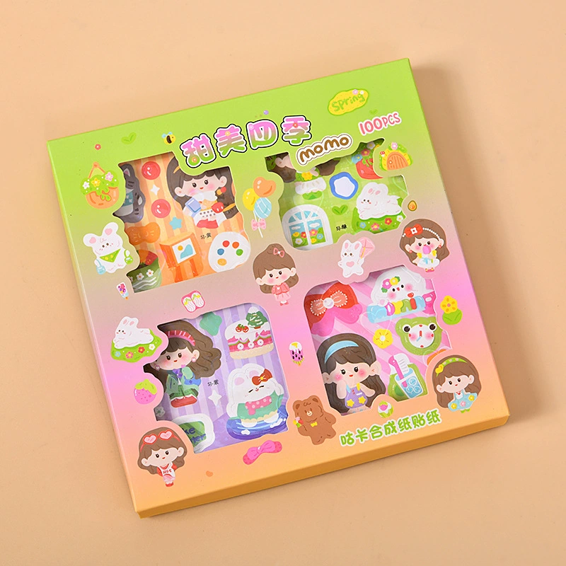 Набор наклеек DIY Planner Stickers, 4 темы в коробке, по 25 листов каждая (100 наборов цвета)