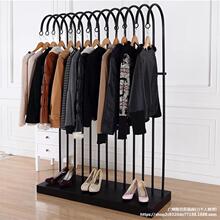 服装店展示架铁艺中岛架落地挂衣架高档复古陈列货架靠墙侧挂衣架