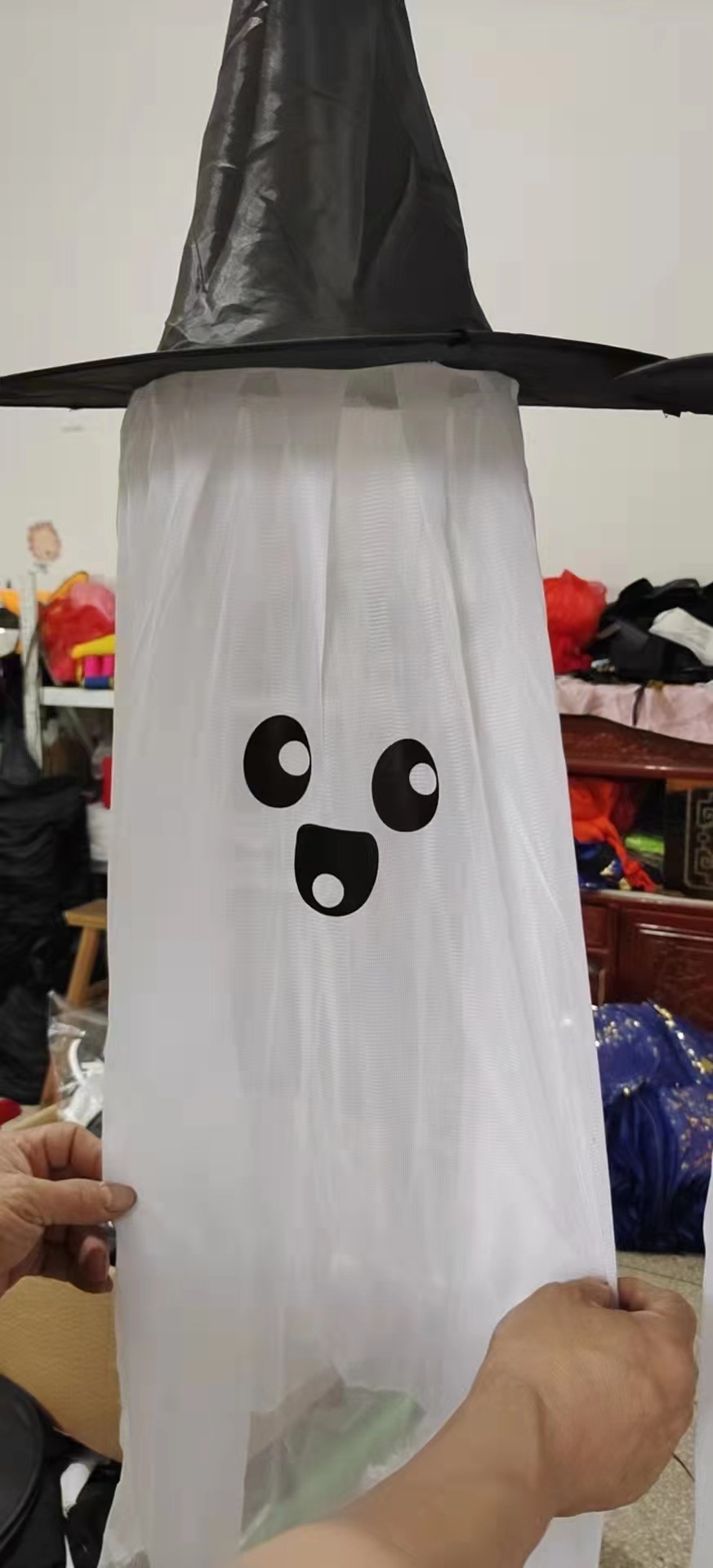 Amazon nuevo sombrero de hilo LED decoración de Halloween sombrero colgante sombrero fantasma sombrero de hilo