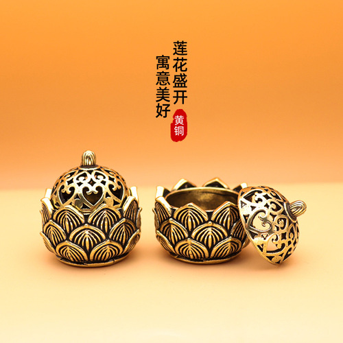 Lucky lotus incense burner pure copper aromatherapy burner car creative temple outdoor mini copper incense burner outdoor ornaments wholesale