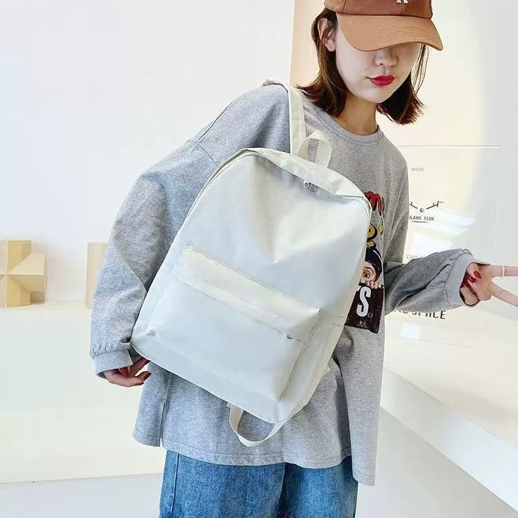 School Backpack, capacious unisex backpack for secondary school, printed, beige or black