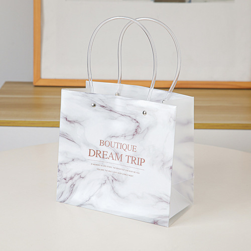 INS style marble pattern PP handbag, birthday gift bag, blank plastic bag, holiday gift bag