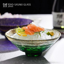日本进口东洋佐佐木 玻璃餐具手工制金箔钵 奢华料理餐盘 冷面碗