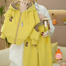 女童加绒运动套装秋冬2025新款潮儿童秋装女孩休闲卫裤两件套洋气