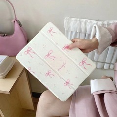 Ins風ピンク鏡面蝶ネクタイ三つ折りタブレット保護カバーiPad pro 11/10th/10.5に適用