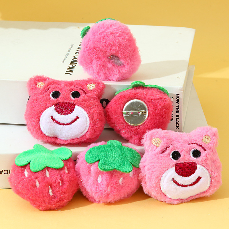 Cartoon plush pink strawberry cute bear doll brooch bag slippers accessories accessories accessories Cartoon plush pink strawberry cute bear doll brooch bag slippers accessories accessories accessories