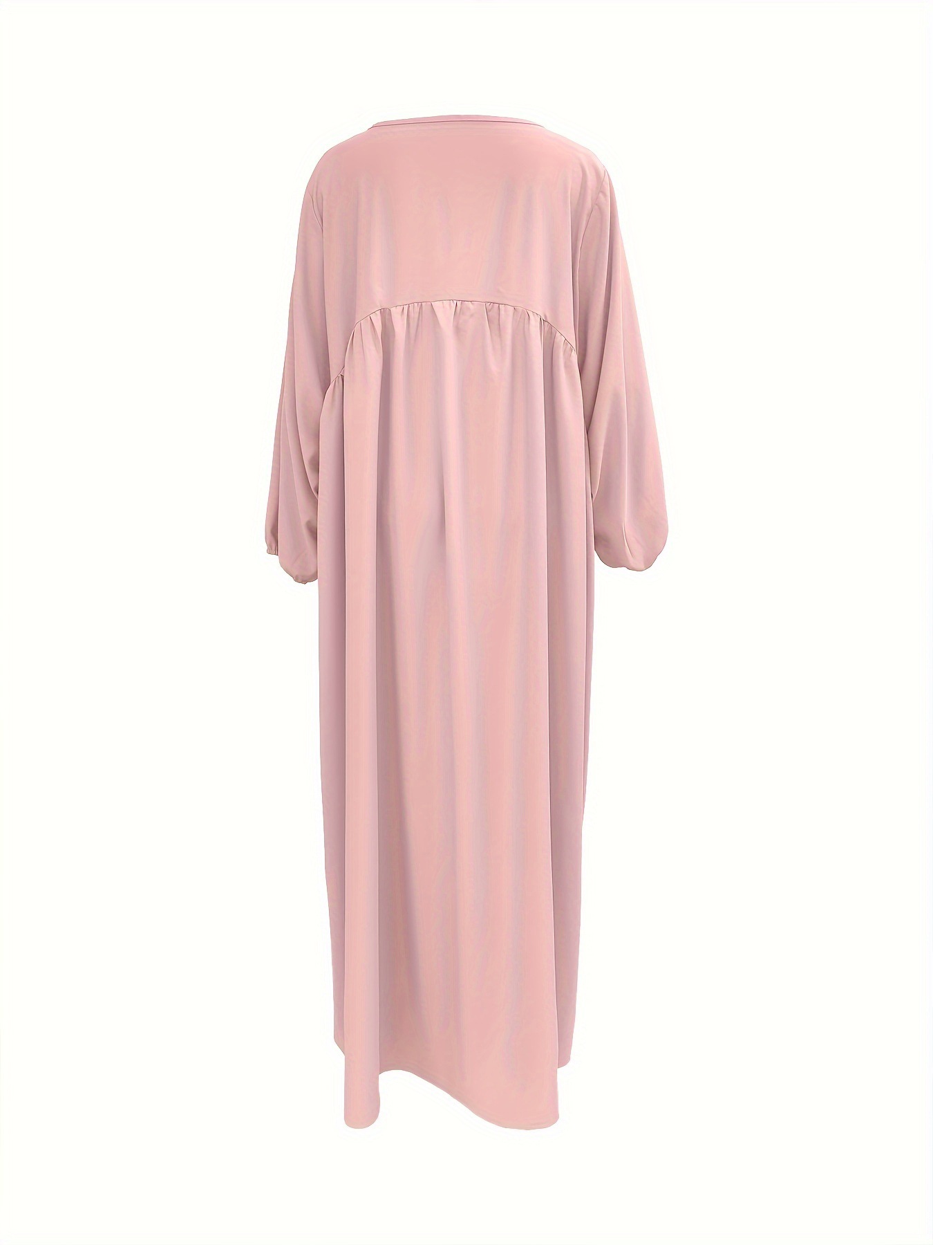 2025 New Cross-Border Middle Eastern Arab Women's Clothing: Patchwork Long-Sleeved Solid Color Loose Dress For Women_ecoleips.com