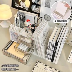 多功能書立辦公室工位置物架學生書桌文具放筆筒桌面抽屜式收納盒