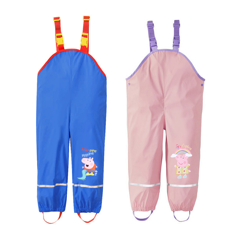 Children's Pu Suspender Rain Pants Spring Kidsren's Rain Gear Kindergarten Kidsren's One-Piece Waterproof Breathable Outdoor Assault Pants Children's Pu Suspender Rain Pants Spring Kidsren's Rain Gear Kindergarten Kidsren's One-Piece Waterproof Breathable Outdoor Assault Pants