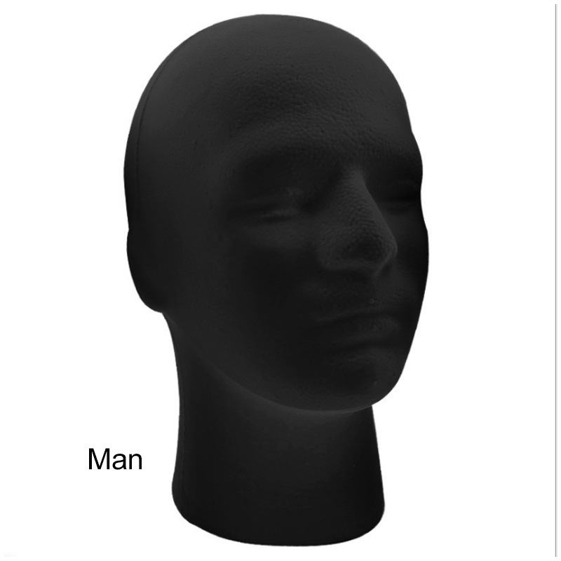 Cabeza de espuma para maniquí, unisex, modelo para pelucas y exhibición, color negro, ideal para tiendas y exposición.