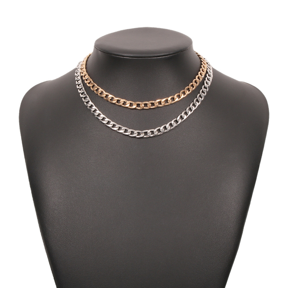 Großhandel Schmuck Einfache Dicke Legierung Doppellagige Halskette Nihaojewelry display picture 9