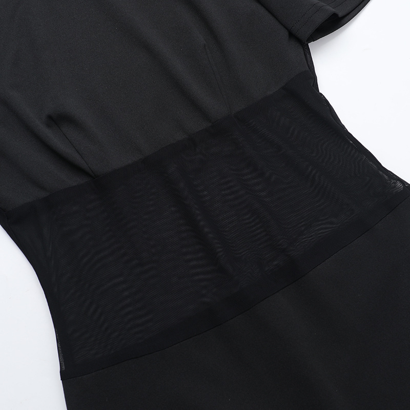 Autumn Socialite Elegant Sexy Mesh Slim Fit Stitching Small Turtleneck Dress Women