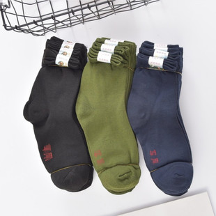 Autumn and winter socks new men's army green labor protection solid mid-calf socks stall supply casual socks wholesale
