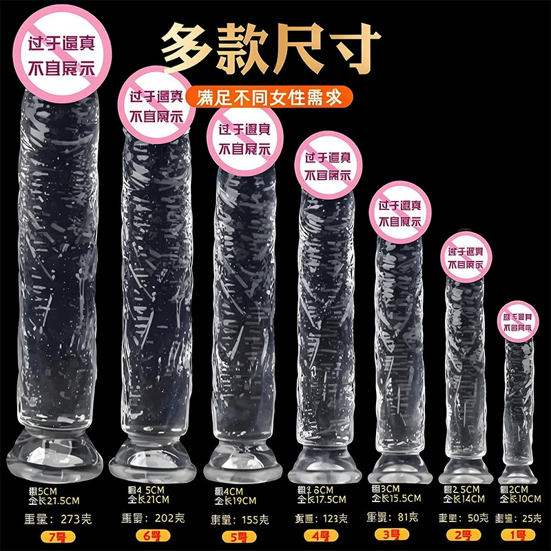Realistic Transparent Dildo with Suction Base, Multiple Sizes (Ø 2–5 cm, 10–23.5 cm)