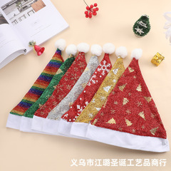 国境を越えた新しい松毛布雪花クリスマス帽クリスマス祝日装飾パーティーの頭飾りプリントクリスマス帽
