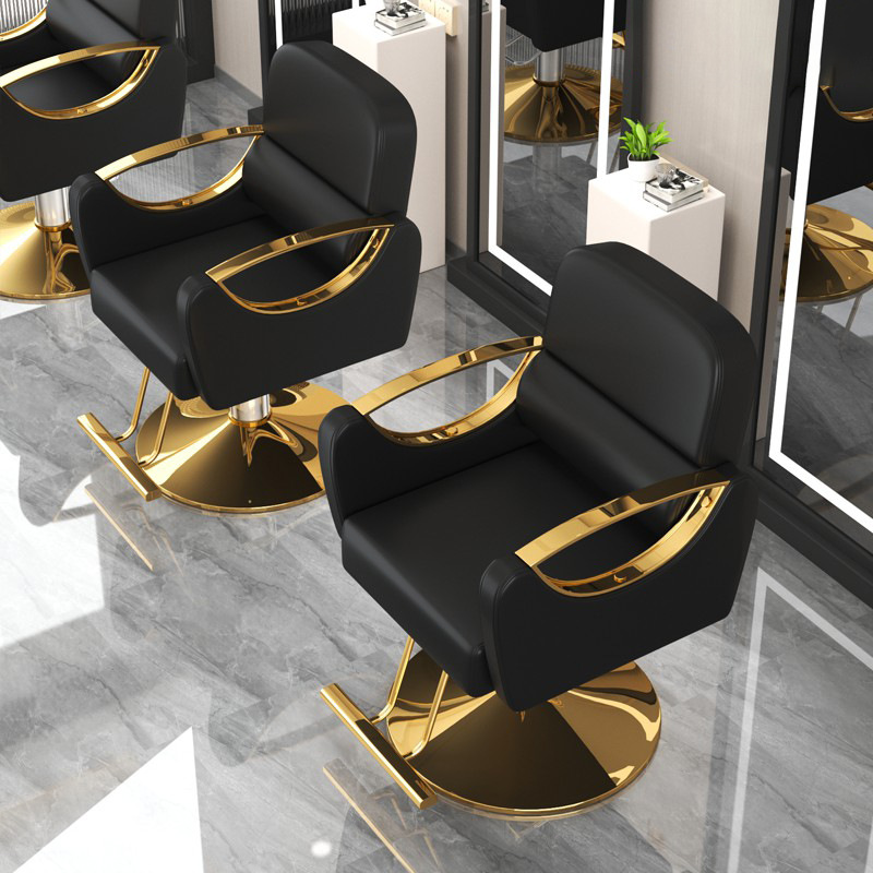 Silla de peluquería para barbería, silla ajustable para cortes y tintes, silla de salón, silla de barbero reclinable de cuero simple.