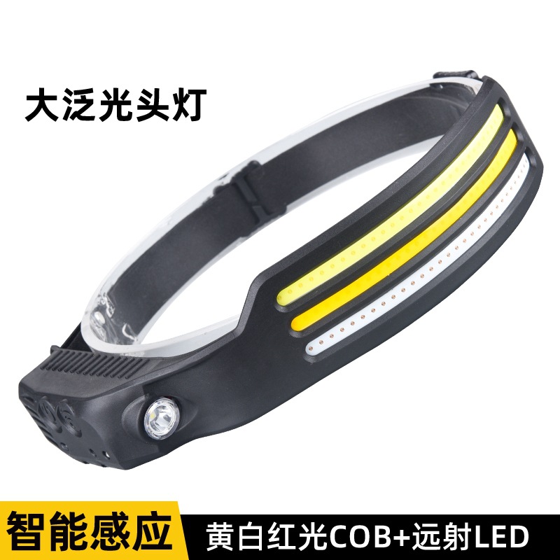 2023 onda transfronteriza inducción COB faro luz de conducción al aire libre USB carga noche luz fuerte luz Faro de silicona