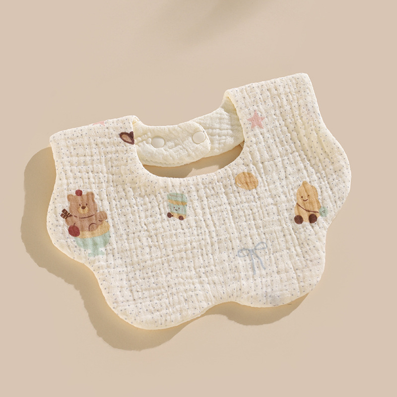 Babero para bebé tipo a babero redondo de seis capas para niños dibujos animados recién nacido algodón puro primavera y verano
