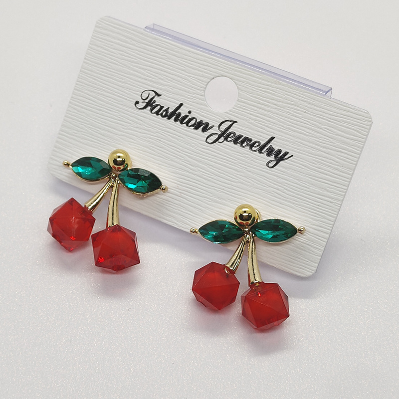 Aretes de cereza roja para mujer – colgante exquisito, fruta de imitación versátil, nuevo estilo
