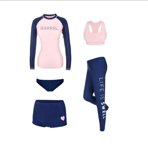 Wetsuit women's split long-sleeved shorts sun protection swimsuit drifting jellyfish suit snorkeling suit outdoor surfing suit five-piece set