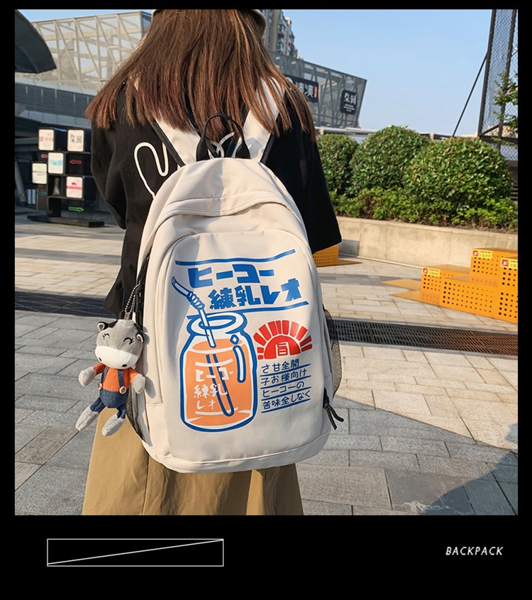 Nihaojewelry Wholesale Korean Contrast Color Printing Large-capacity Backpack display picture 16